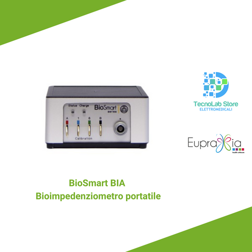 BioSmart BIA di Eupraxia è il bioimpedenziometro Bluetooth ideale per l'analisi della composizione corporea. Perfetto per professionisti della salute, fornisce dati precisi su idratazione, massa magra e metabolismo basale, con referti personalizzati e tecnologia a frequenze multiple.